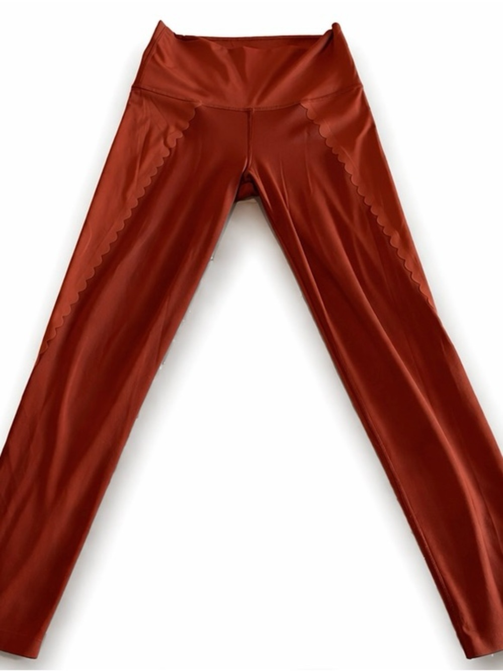 Aerie High-Waisted Leggings Size M | Rust Red | Soft
Stretch | Scalloped Detail